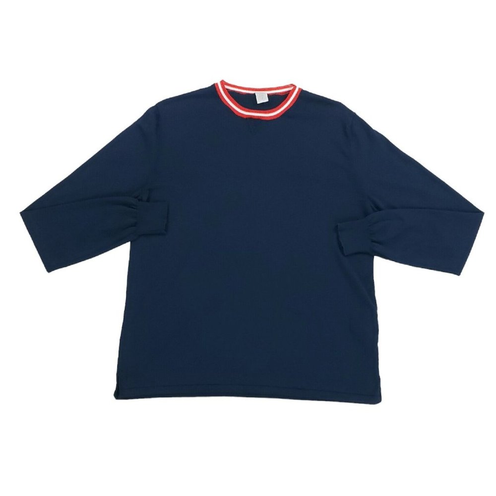 Eleventy Platinum Cotton Crewneck Sweater Mens Size Medium Blue Striped Red